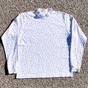 Vtg 1990s Northern Reflections Christmas Mock Neck All Over Print Top S 20.5x24